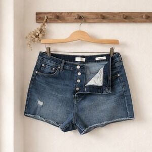 Jessica Simpson Denim Shorts Womens 14/32 Blue Excellent High Waist Button Fly